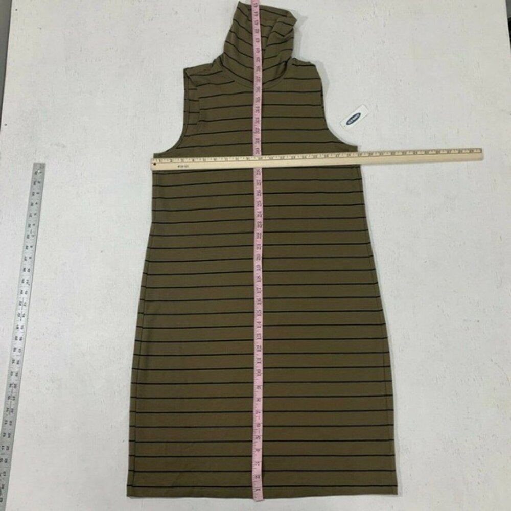 Old Navy Turtleneck Shift Dress Women Size M Stripe Sleeveless Knit Knee Length - Picture 6 of 10